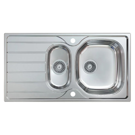 1810 BILANCIO DUO 965x500mm reversible Inset Satin Stainless Steel 1.5 bowl kitchen sink