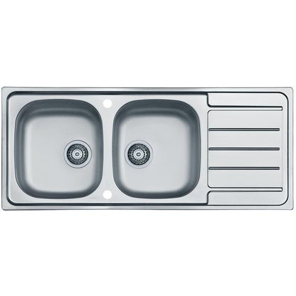Alveus, Line 100, Stainless Steel, 2 bowl, Inset, 1160x500x150mm (1149124N)