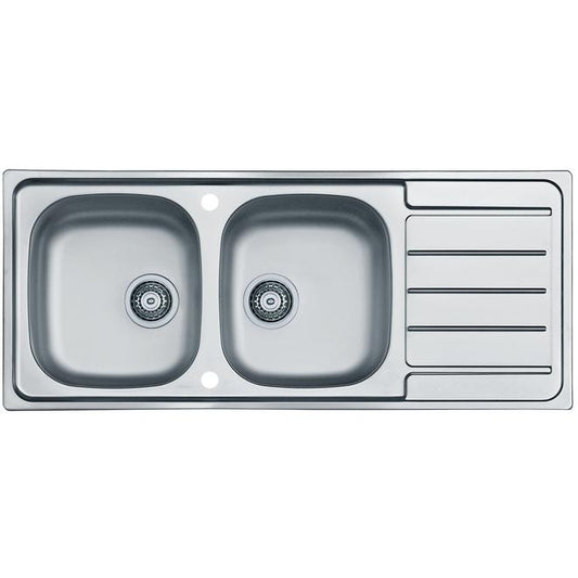 Alveus, Line 100, Stainless Steel, 2 bowl, Inset, 1160x500x150mm (1149124N)