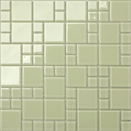 Light Green Glass Modular Mix Mosaic Tiles (MT0024)