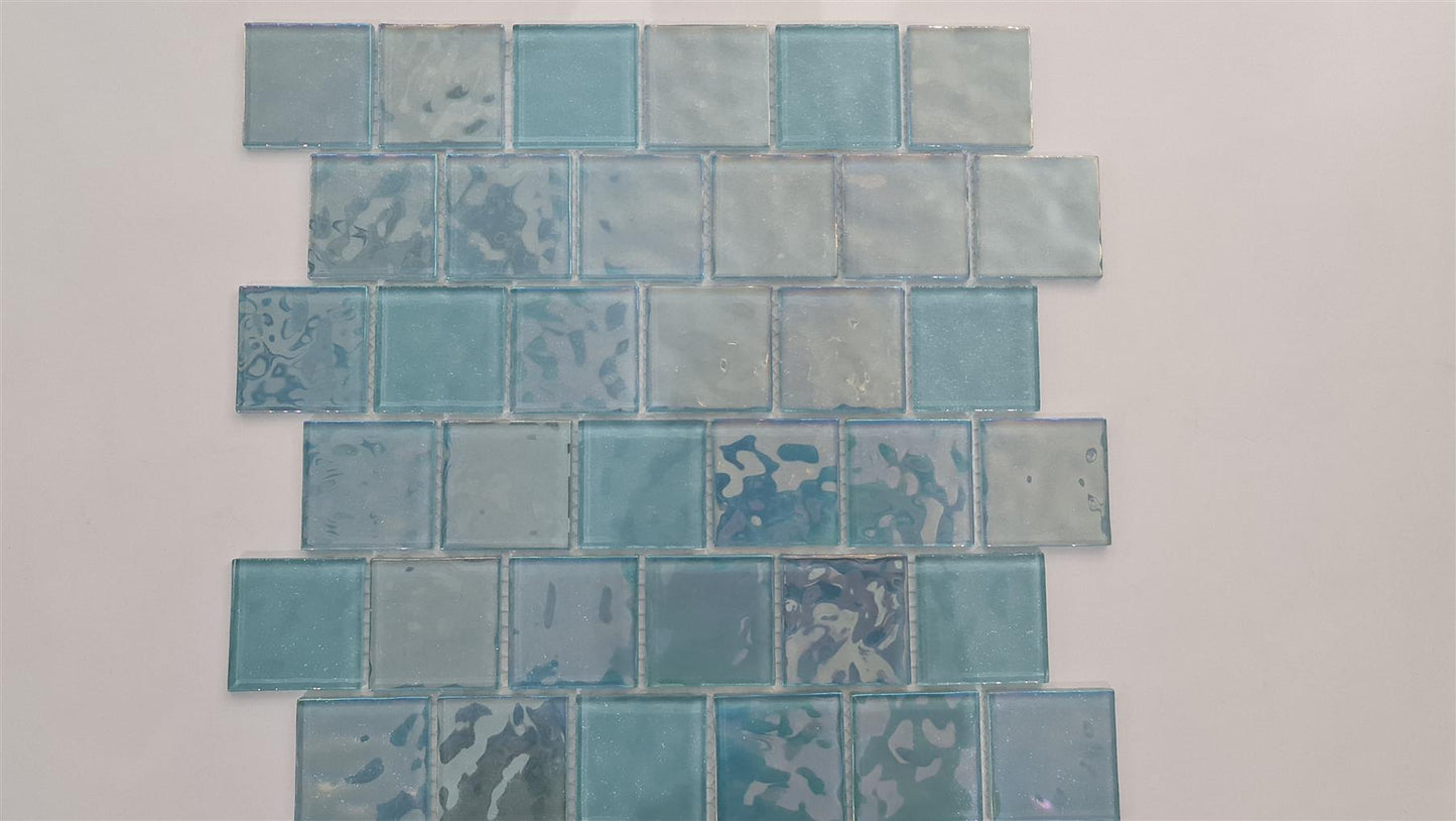 Blue Iridescent Unicorn Glass Mosaic Tiles (MT0203)