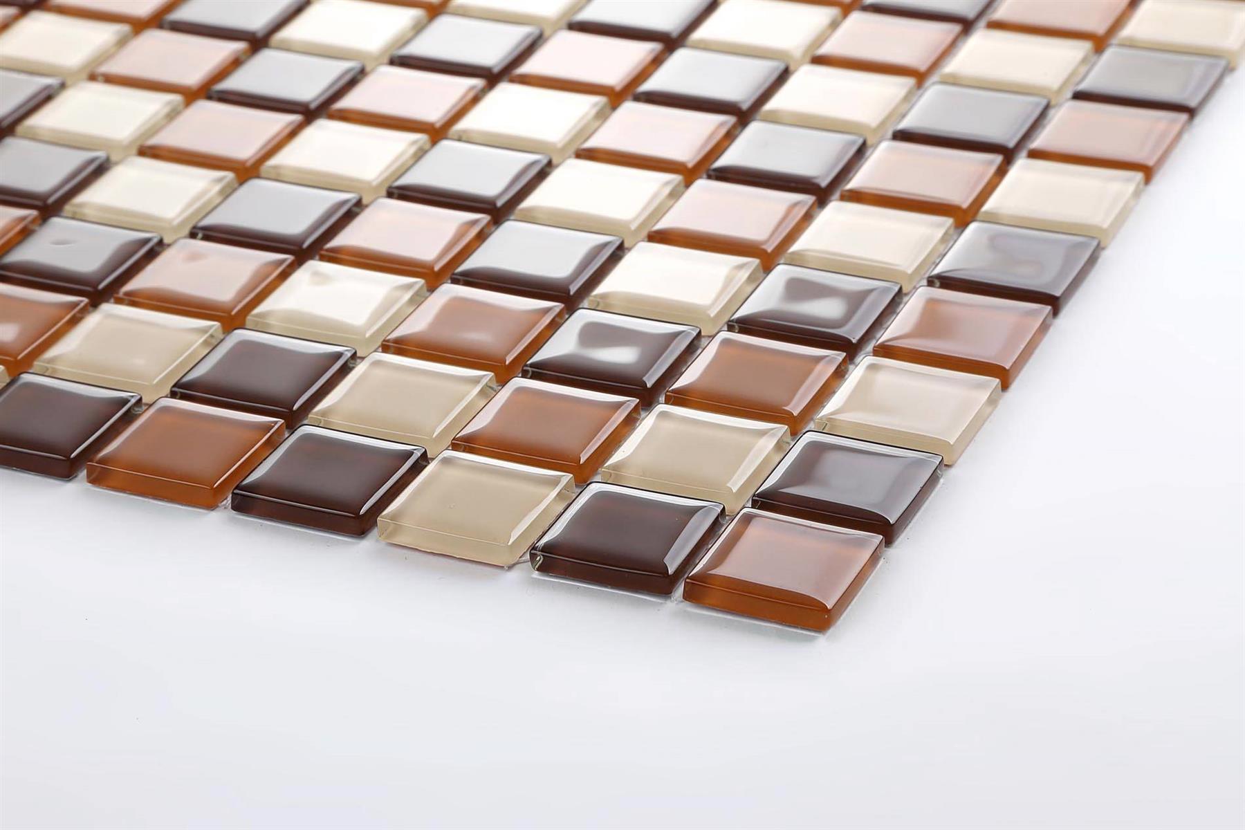 Mosaic tile pattern with brown and beige colors on a white background