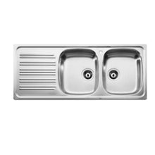 Load image into Gallery viewer, E-190 Commercial Two Bowl Single Drainer Kitchen Sink 1350X490MM (SP0097) STANDARD WALL BENCH PROFILE
