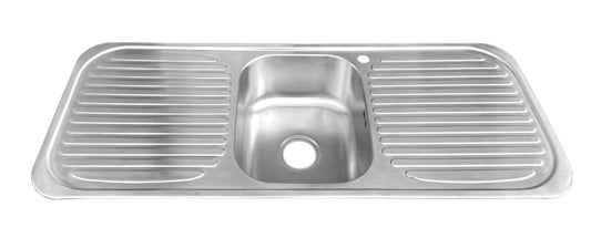 1180 x 480mm One Bowl Double Drainer Stainless Steel Sink (C01) - BRUSHED