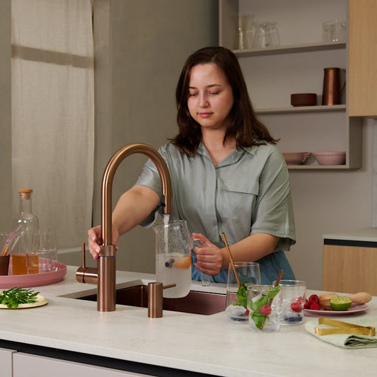 Quooker Flex Round Pull-out Boiling Water Tap ROSE COPPER with a choice of Tanks