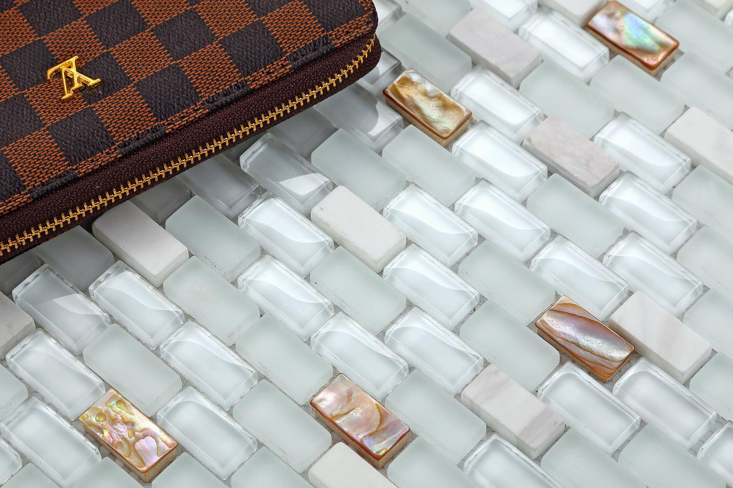 Mother of Pearl, Stone & White Glass Mosaic Wall Tiles (MT0148)