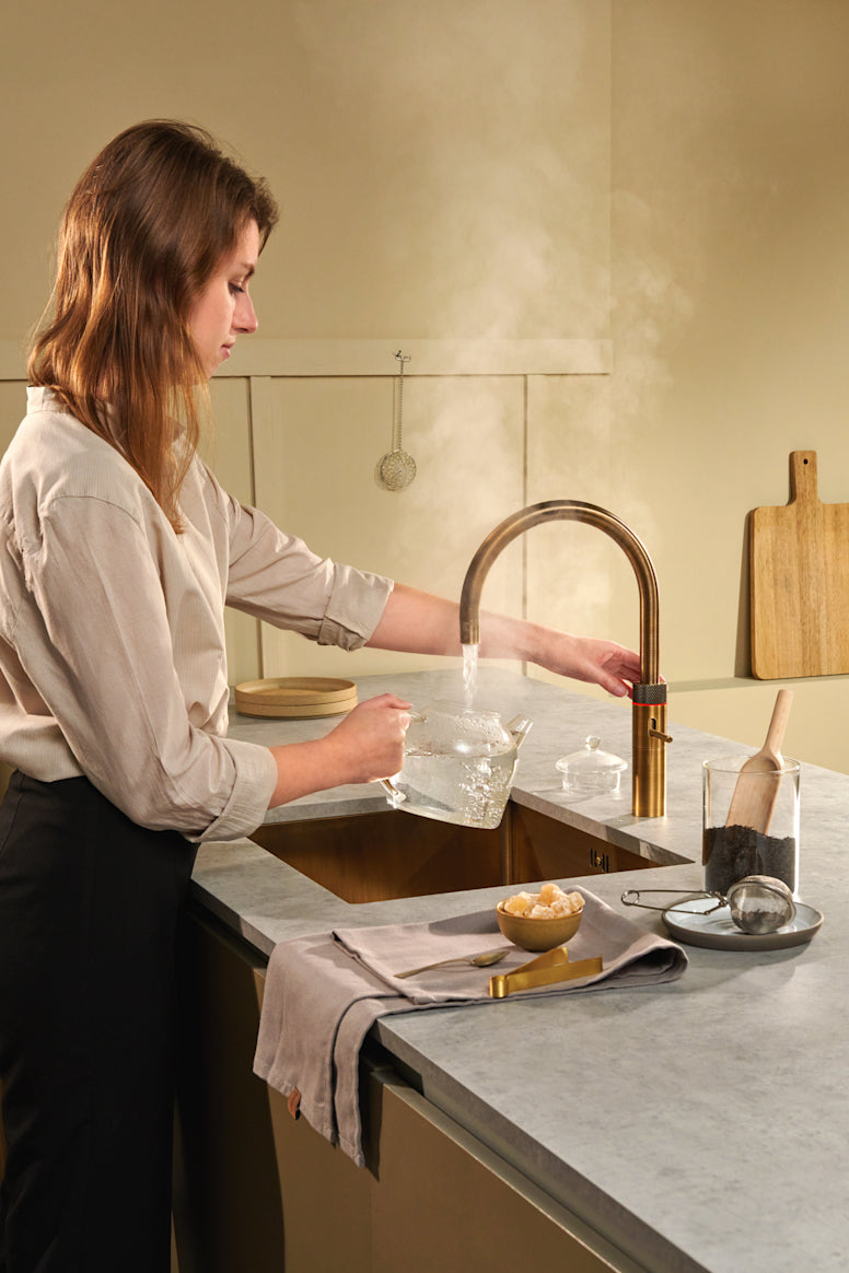 Quooker Fusion Round Boiling Water Tap PATINATED BRASS with a choice of Tanks