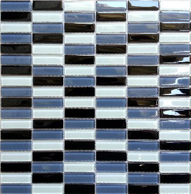 Mosaic Tiles Black, Grey & White Glass Brick (MT0015)