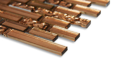 Copper Lava & Plain Glass Brick Mosaic Tiles (MT0198)