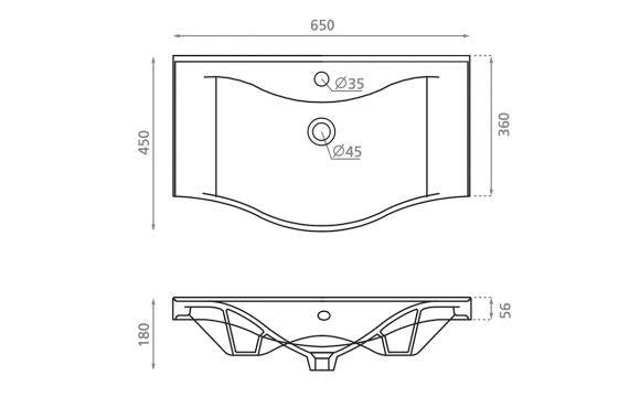 HELSINKI 65 PORCELAIN WASHBASIN WHITE (4091) SP0089
