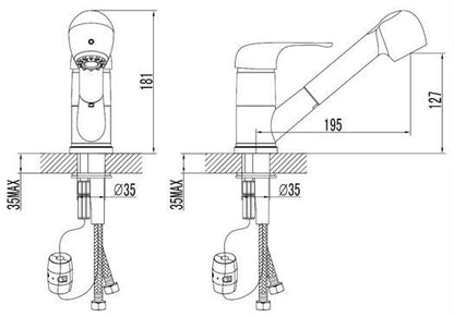 Pull Out Spout Kitchen Mixer Tap (56M04-Lahn)