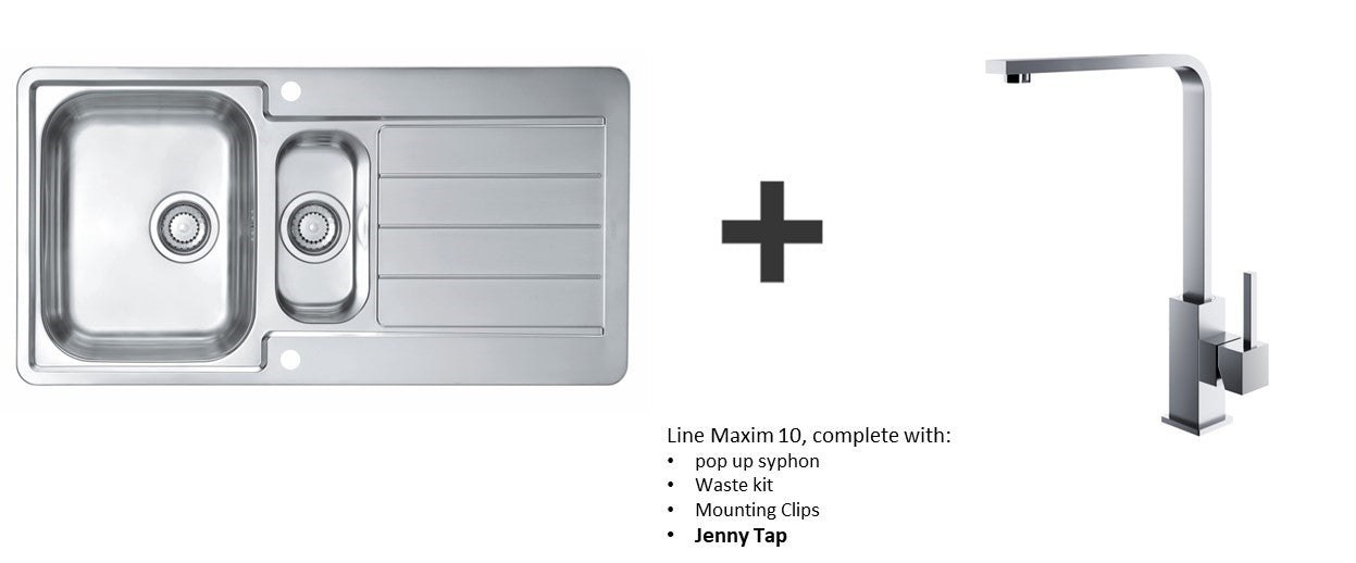 Alveus Line Maxim 10 SS Inset Kitchen Sink 980x500 1.5 Bowl & Jenny Tap Chrome