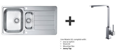 Alveus Line Maxim 10 SS Inset Kitchen Sink 980x500 1.5 Bowl & Jenny Tap Chrome