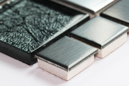 90 square meters  Black & Silver Metallic Random Mix Glass Mosaic Tile Sheet (MT0002)