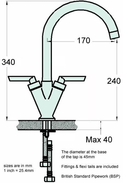 BULK SALE X 60 Brushed Swan Neck Kitchen Mixer Tap (8026 Olympus - Brushed)