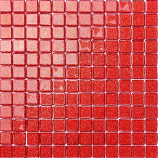 Red Glitter Glass Mosaic Tile sheet (MT0128)