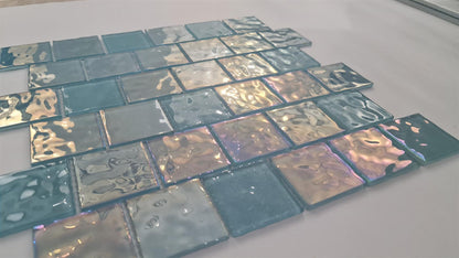 Blue Iridescent Unicorn Glass Mosaic Tiles (MT0203)