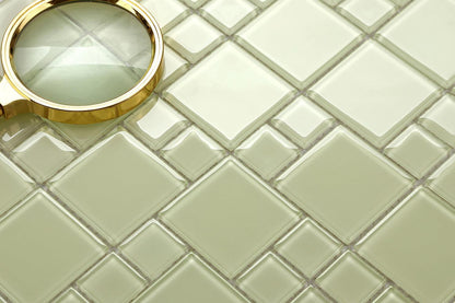 Light Green Glass Modular Mix Mosaic Tiles (MT0024)