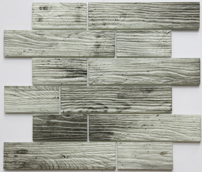 Patterned tiles with a wood-like texture on a white background