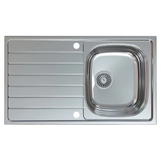 1810 BILANCIO UNO 860x500mm reversible Inset Satin Stainless Steel 1 bowl kitchen sink