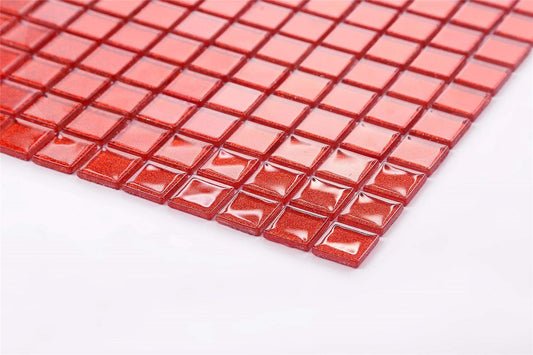 Red Glitter Glass Mosaic Tile sheet (MT0128)