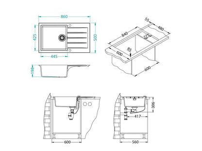 Alveus Cadit 40 Carbon sink & Nobili Live J spout tap matt black