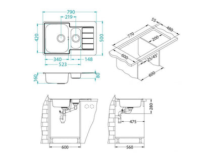 Alveus Line 70 SS Inset Kitchen Sink 790x500 1.5  & Jenny Tap Chrome