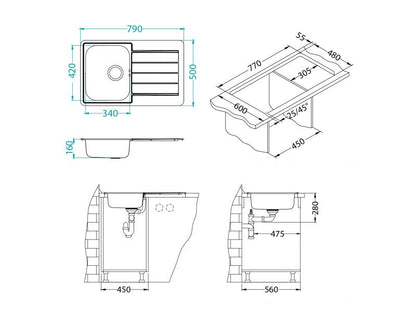 Alveus Line 80 SS Inset Kitchen Sink 790x500 1.0 & Jenny Tap Chrome