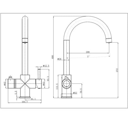 Reginox ATTENZI BN Brushed 3in1 Boiling Water Kitchen Tap