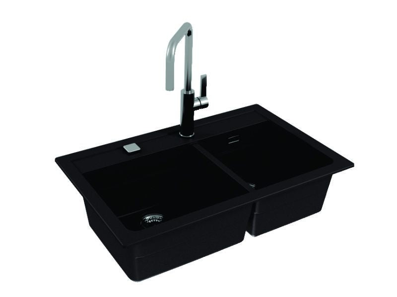 Alveus ATROX 50 Composite Inset/Undermount 2 bowl kitchen sink 790x500 Carbon or Arctic