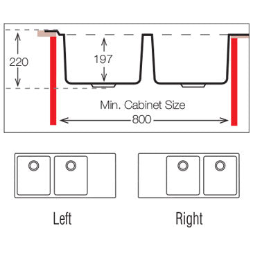UKinox AS 1160.500.20 Polished 2 Bowl Stainless Steel inset kitchen sink