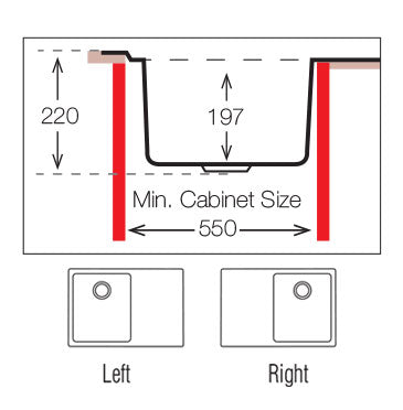 UKinox AS 860.500 Polished 1 Bowl Stainless Steel inset kitchen sink