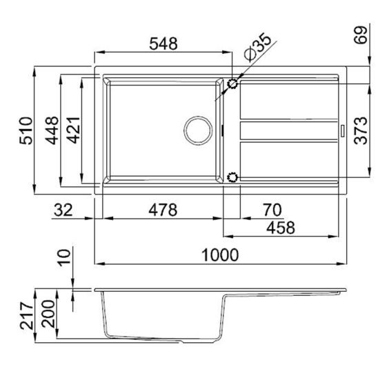 Reginox BEST 1000x510 Composite 1 Bowl Reversible Inset Kitchen sink