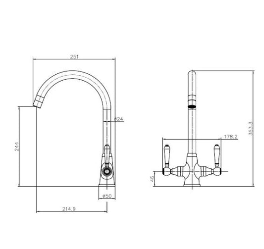 Reginox BROOKLYN CH II Kitchen mixer tap Chrome