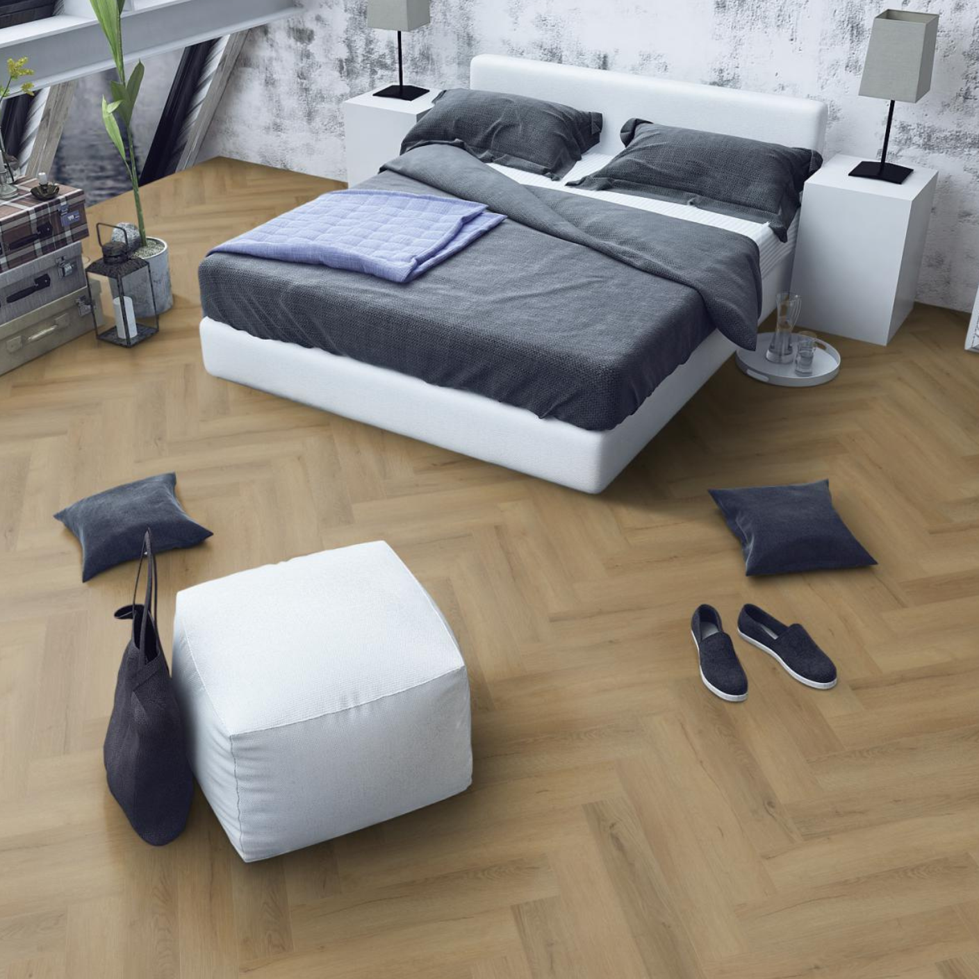 LVT Flooring Lignum Core Barley Oak Herringbone - Pack Size: 2.23m²