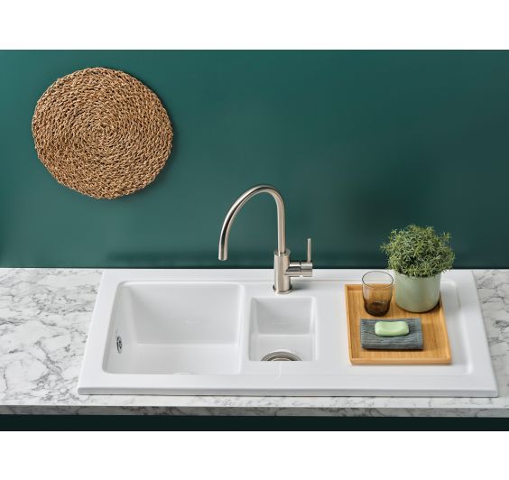 Reginox RL501CWII White Ceramic 1.5 bowl reversible kitchen sink