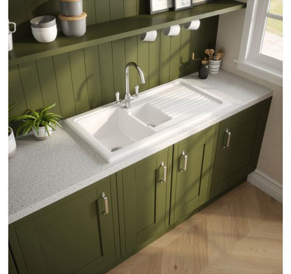 Reginox RL301CWII White Ceramic 1.5 bowl reversible kitchen sink