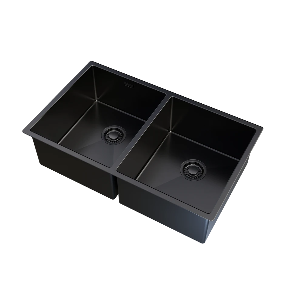 ColorX 2 bowl Matt Black Undermount/Inset kitchen sink 700x400mm Tap option available