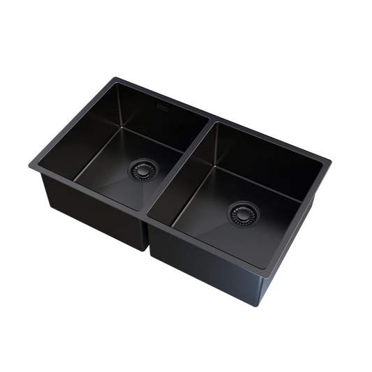 ColorX 2 bowl Matt Black Undermount/Inset kitchen sink 700x400mm Tap option available