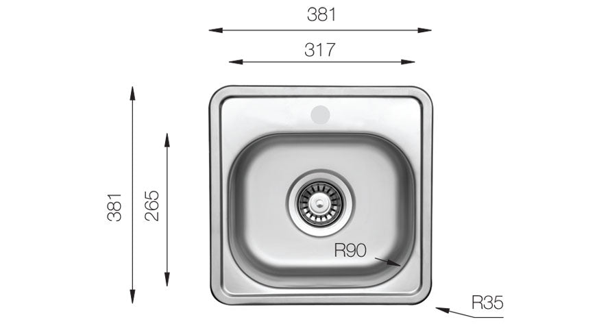 UKinox CO 381.381 Satin Stainless Steel 1 bowl  inset kitchen sink
