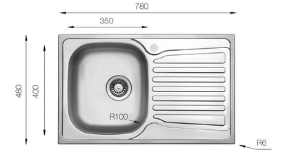 UKinox CO 780.480 Satin Stainless Steel 1 Bowl inset kitchen sink