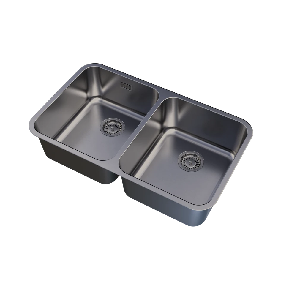UKinox D 340.50.50/R50 Polished Stainless Steel 2 Bowl Undermount kitchen sink
