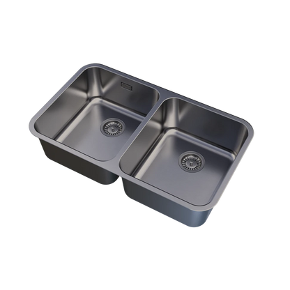 UKinox D 340.50.50/R50 Polished Stainless Steel 2 Bowl Undermount kitchen sink
