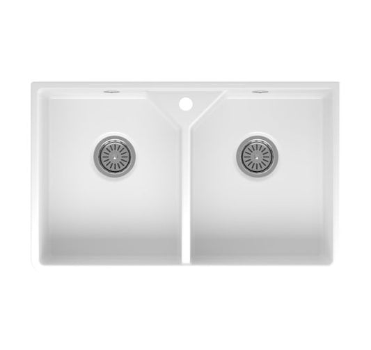 Reginox Dublin II White Ceramic 2 bowl kitchen sink
