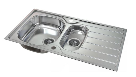1810 BILANCIO DUO 965x500mm reversible Inset Satin Stainless Steel 1.5 bowl kitchen sink