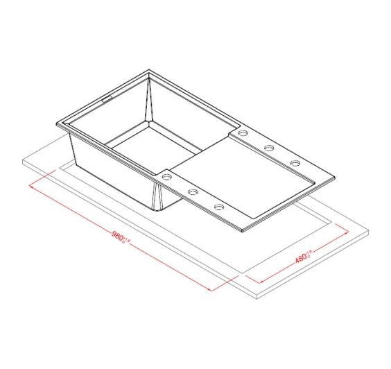 Reginox EASY 1000x500 Composite 1 Bowl Reversible Inset Kitchen sink