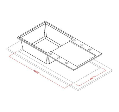 Reginox EASY 1000x500 Composite 1 Bowl Reversible Inset Kitchen sink