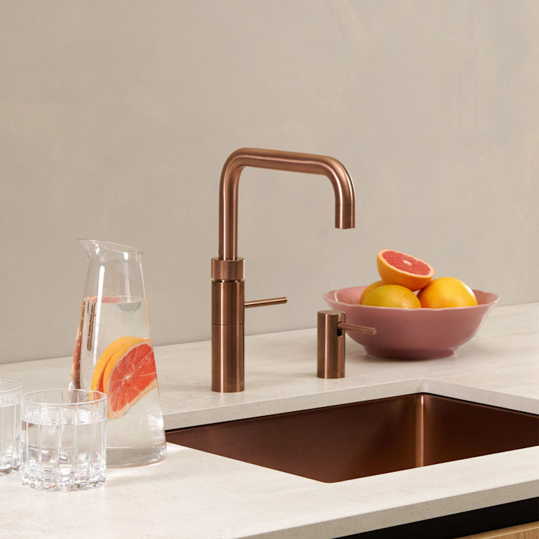 Quooker Fusion Square Boiling Water Tap ROSE COPPER with a choice of Tanks