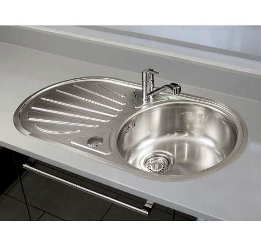 Reginox GALICIA Single bowl inset SS reversible kitchen sink 855x445mm