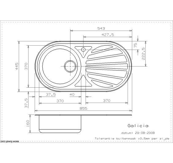 Reginox GALICIA Single bowl inset SS reversible kitchen sink 855x445mm
